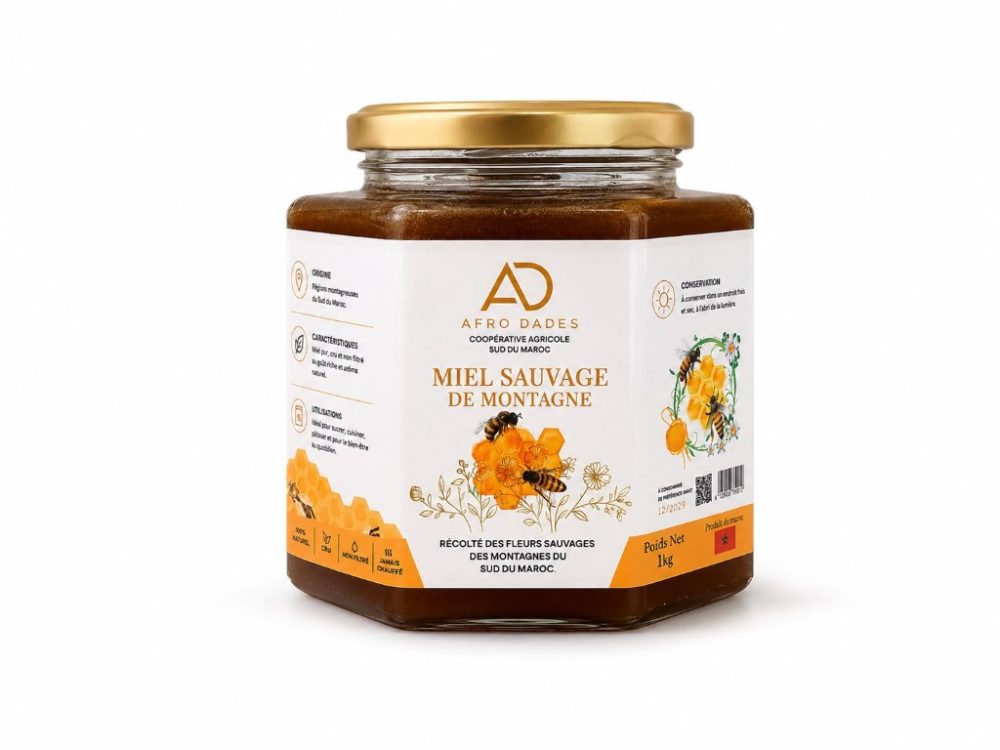 Miel sauvage de montagne BioDades — pot 1 kg