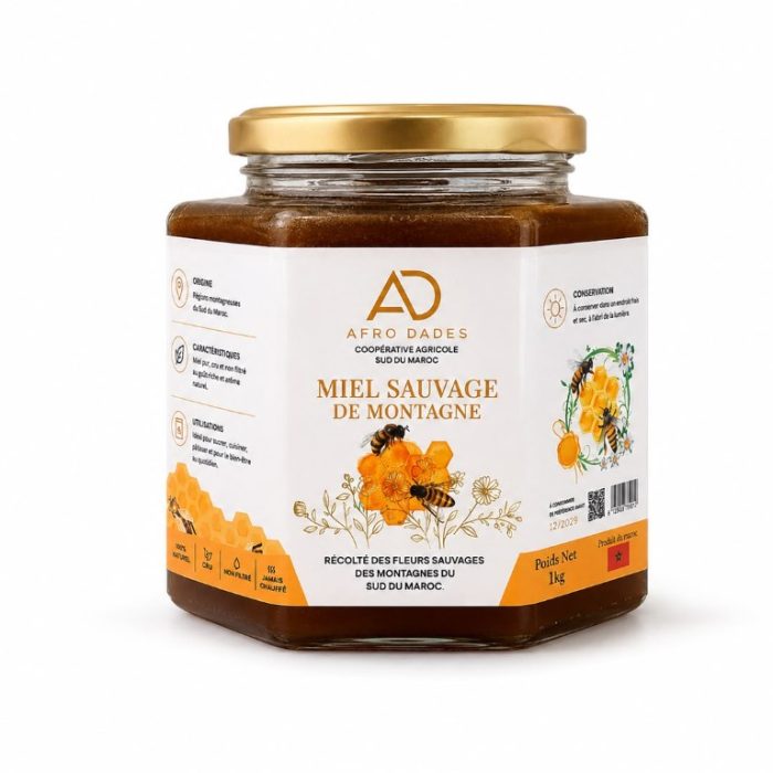 Miel sauvage de montagne BioDades — pot 1 kg